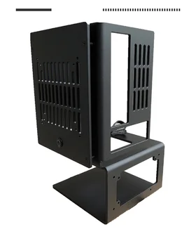 Nyitva Függőleges Számítógép Esetében ITX Minden-alumínium Mini PC Box Víz Hűtés Támogatja ATX SFX Power Supply Asztali Görgős Otthoni Iroda