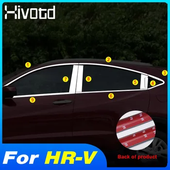 Hivotd Chrome Autó Ablak, Trim Matrica Takarja Auto Test Film Dekoráció Külső Tartozékok Stílus Honda HRV HR-V 2015-2021