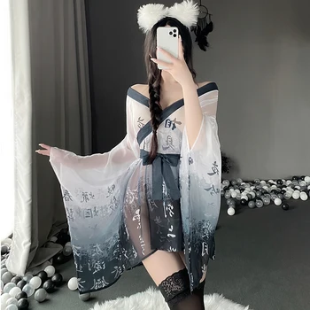 Japán Kimonó Nők Szexi Fehérneműt Lát Át A Háló Hálóing Szempontból Köntös Pizsama Kísértésnek, Hálóruha Köntös