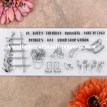 Boldog Születésnapot anyák Napi Virágot Scrapbook DIY fotó kártyák gumi bélyegző tiszta bélyegző átlátszó bélyeg 8.5x19cm KW8122815