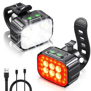 Kerékpár Első Hátsó LED Lámpa Szett USB Töltés Kerékpározás Fényszóró Lámpa Fény 6/24 Lámpa Gyöngy Vízálló Alumínium Kerékpár Lámpa