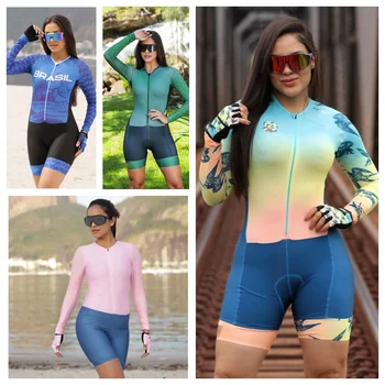 2023 Triatlon Női Kerékpáros Mez ruhát Skinsuit Kezeslábas Maillot Ropa ciclismo mujer hombre hosszú ujjú ruházat rövidnadrágok