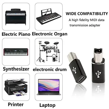 Nku 2db USB-C-USB 2.0 B Adapter C-Típusú Női B Típusú Férfi Átalakító Nyomtató MIDI Billentyűzet Elektronikus Hangszer