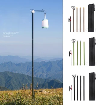 Összecsukható Alumínium Lámpa Pole-Állítható Lámpás Jogosultja Rod a Kemping Túrázás, Horgászat Hátizsákkal