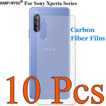 10 Db/Sok Sony Xperia 1 5 8 10 II III 3D Átlátszó Szénszálas Vissza Film Bőr képernyővédő fólia Matrica