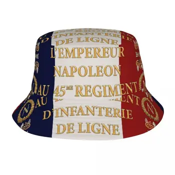 Stílus Napóleoni francia 45 Ezred Zászlaja Vödör Sapka Unisex Pakolható Szabadtéri Halászati Halász Sapka Strand Hatwear
