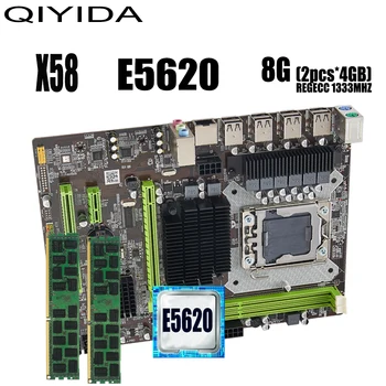 Qiyida X58 alaplap meghatározott LGA1366 készlet-készlet Intel xeon E5620 processzor, valamint 8 gb-os(2db*4GB) ECC DDR3 1333mhz 10600R RAM memória
