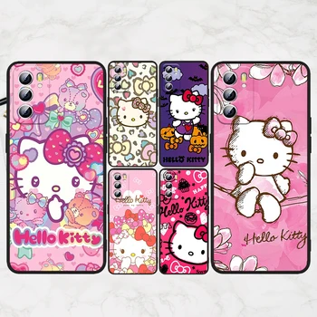 Sanrio Hello Kitty Édes Telefon Esetében Az OPPO Reno 8 7 6 5 4 2 Z Lite Pro Plus SE 4G 5G Puha TPU Alapvetően Fekete Silione Borító