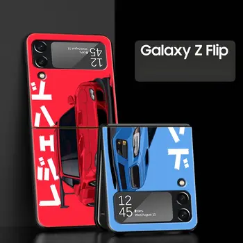 Samsung Galaxy Z Flip 3 4 5G Kemény, Fekete Összecsukható PC Telefon Esetében JDM Tokyo Drift Sport Autó Samsung Z Flip3 Shell Cover