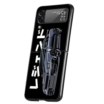 Samsung Galaxy Z Flip 3 4 5G Kemény, Fekete Összecsukható PC Telefon Esetében JDM Tokyo Drift Sport Autó Samsung Z Flip3 Shell Cover