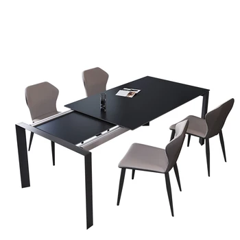 Minimalista behúzható rock tábla mérete lakás téglalap alakú luxus otthon tervező asztal, meg a szék kombináció