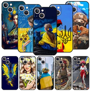 Ukrajna az ukrán Lány Fekete Telefon tok Apple iPhone 14 12 13 Mini 11 Pro Max XR 7 8 + SE 2020 XS 6 6 Plusz 5 5s Szilikon Co