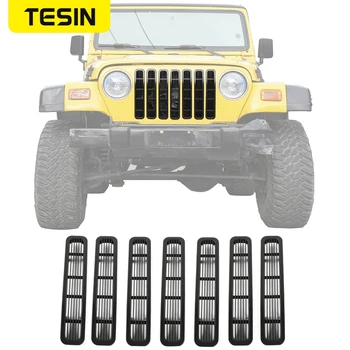 TESIN Autó Stílus Hűtőrács Fekete Berendezés Fedelét Grill Dekorációs Matricák Jeep Wrangler TJ 1997-2006 Külső Tartozékok
