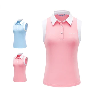 Golf Viselni Női Mellény Golf Ruházati Tartály Tetején Ujjatlan póló Slim Vékony Nyári Ujjatlan Póló Rövid Ujjú Sport Rózsaszín