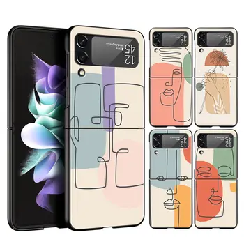 Samsung Galaxy Z Flip 3 4 5G Kemény, Fekete Összecsukható PC Telefon Esetében abstractionist Egy Vonal Művészeti Luxus Samsung Z Flip3 Borító