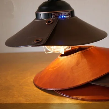 Japán kerti kemping bőrből készült lámpaernyő megvastagodott bőr reflektorfénybe bőr borítású, cserélhető porálló bőrből készült lámpaernyő