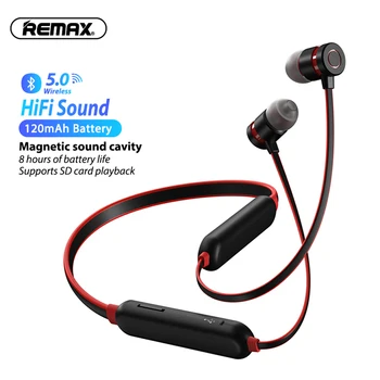 Remax RX-S100 Nyak-Hang Sport Fejhallgató Hifi Sztereó TWS Vezeték nélküli Fülhallgató 5.0 Bluetooth-kompatibilis SD Kártya Ti Hangszóró, Fülhallgató