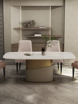 Fény luxus márvány asztal, meg a szék kombináció háztartási minimalista modern téglalap alakú asztal