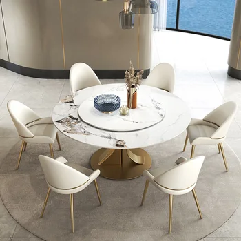 Kreatív Étkező Asztal Lemezjátszó Luxus Arany Acél Háztartási Pandora Kerek Konyhában terített Asztal Fennsík konyhabútor GY50CZ