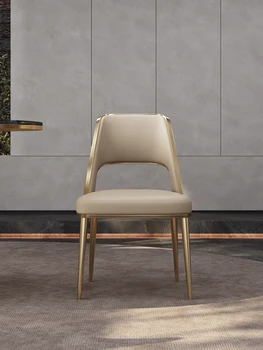 Olasz fény luxus étkező székek, modern, minimalista étkező székek, rozsdamentes acél high-end bőr asztalok, székek