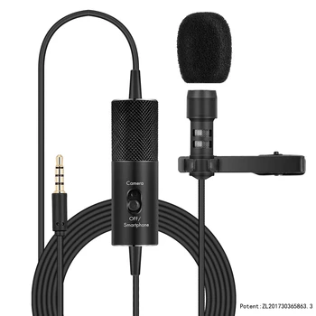 3,5 mm-es Kondenzátor Mikrofon Csiptetős Hajtóka Clip-on Mini Mikrofon Kábel 6M iphone PC DSLR Fényképezőgép A YouTube-on a Felvétel Streaming