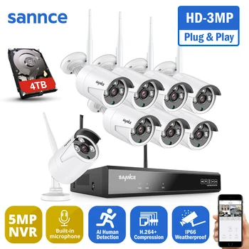 SANNCE 8CH Vezeték nélküli NVR CCTV Rendszer 3MP IP Kamera WIFI Hangfelvétel IR Éjjel Vison CCTV Biztonsági Kamera Biztonsági Készlet