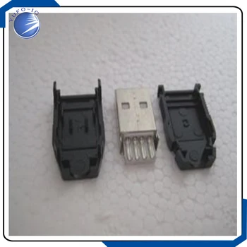 10DB/SOK USB Férfi Új Műanyag Héj / Három Darab Típusú USB Csatlakozó 4P Típusú Töltő Teljesítmény Átalakítás Alapvető Alkatrészek rendszer kapcsolatban