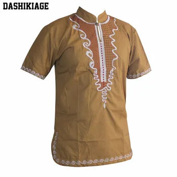 Dashikiage Nagy Arany Hímzett Vékony Afrikai Hippi Dashiki Felső Ankara A Férfi Rövid Ujjú Divat póló