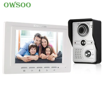 OWSOO 7 Hüvelykes Vezetékes Videó Csengő Beltéri Monitor IR-CUT Esővédő Kültéri Kamera Vizuális Kaputelefon Távoli Kinyit Videó Ajtó Telefon