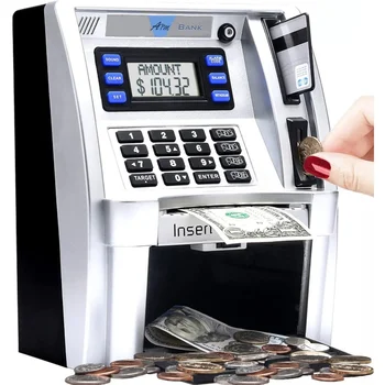 2023 Elektronikus Piggy Bank ATM Készpénz Érmék Megtakarítás Doboz Jelszó Pénzt Doboz ATM Bank Biztonságos Doboz Automatikus Befizetés Bankjegy Gyerekek Ajándék
