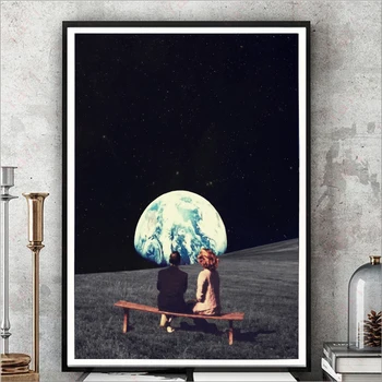 Sci-Fi Poszter Galaxy Tér Vászon Art Print Földön, Falon Képek Szürrealista Kép, Művészet, Otthon Dekoráció