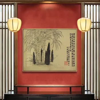 Klasszikus Kínai Stílusú Bambusz Fenyő Tinta Virágok Művészeti Plakátok Vászon Festmény Fal Nyomtat Képeket Nappali, Modern Otthon Dekoráció