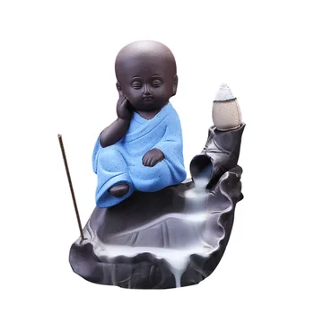 Lakberendezési Buddhista Füstölő Író Kerámia Censer A Kis Szerzetes Backflow Füstölő Kúp Jogosultja Kézműves Kerámia