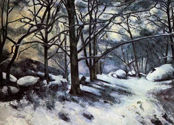 100% - ban kézzel készített Olaj Festmény Reprodukció, vászon,vászon, olvadó-hó-fontainbleau-1880 paul Cezanne,tájkép olajfestmény.