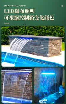 Akril vízesés víz függöny fali aljzatba/udvar tó tereprendezés víz fal, led-es víz vízesés/túlfolyók