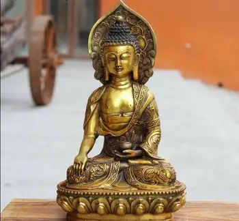 Kínai Buddhizmus Réz Bronz Sákjamuni Tathagata Shakya Mani Buddha Szobor