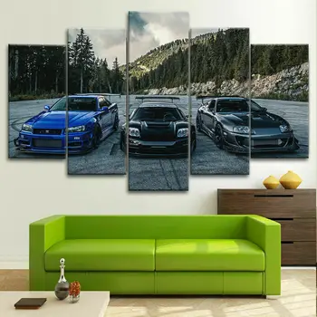 Supra Nissan Skyline NSX Autók Vászon Kép Nyomtatási Wall Art lakberendezés 5 Panel Képek Nem Bekeretezett 5 Db Festmények HD Nyomtatás