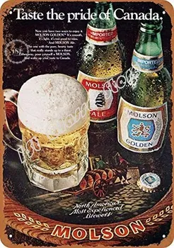 8 x 12-es Fém Tábla - Molson Arany Molson Ale - Vintage Bár Fali Dekoráció