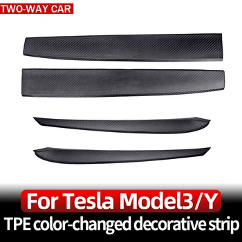 A Tesla 2021-2023 Modell 3 Modell Y műszerfal TPE Dekorációs Szalag Kocsi Ajtaját Védő Trim Matrica Belső Kiegészítők