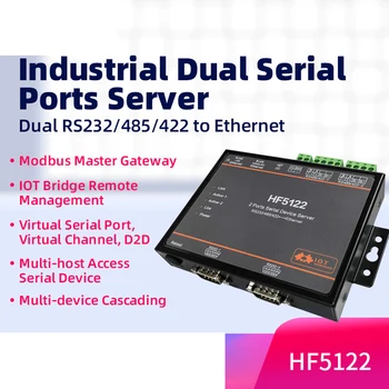 2 Soros Port RS232 RS422 RS485, Hogy RJ45 Ethernet Server Átalakító HF5122 Támogatja a TCP/IP Telnet Modbus TCP Protokoll