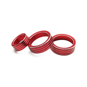 3Pcs Levegő AC Gomb Hangerő beállítása Piros Fedél Gyűrűk Kárpitozás, Subaru XV Forester 2018-2023 Autó középkonzol Gomb Gyűrű Szett