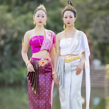 Thai Ruha Ahom Dai Shan Custuome Vintage Nyári Mellkasi Wrap Szexi Női Kendő Pha Bűn Thaiföld Hagyományos Ruházat, Női