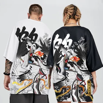Japán Szamuráj Print Póló Férfi Női Divat O-Nyakú, Rövid Ujjú Póló Harajuku Hip-Hop Streetwear Pólók Felsők Férfi FF3141