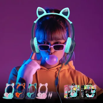 Új Érkezés Aranyos Macska Füle Fejhallgató, Vezetékes Gaming Headset, 3,5 mm-es AUX Mikrofon Legjobb Ajándék gyerekeknek, felnőtteknek