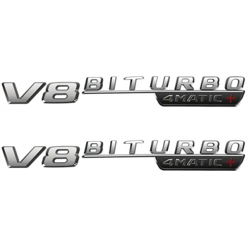 2db Autó Stílus Auto V8-as BITURBO 4MATIC+ 3D Embléma Jelvény Matrica, Matrica A Mercedes-Benz AMG W117 W205 W204 W212 E63 W207 W176