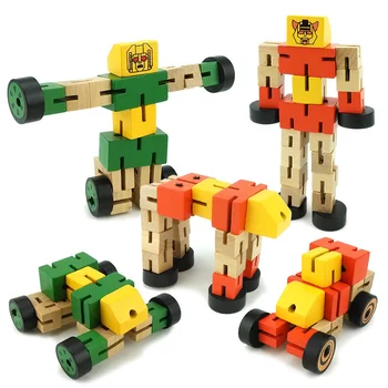 Fa Gyerekek Átalakulás Robot Építőkövei Játékok Autobot Ábra Modell Puzzle Tanulás Intelligencia, Játék, Ajándék
