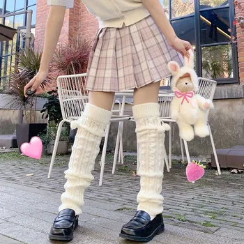 Lolita Aranyos Szőrös labdát, Hosszú Zokni Nők lábmelegítő Kötött Meleg Lábát Borító JK Mert az Anime a Japán Lányok, Laza Zoknit Boot Bilincs
