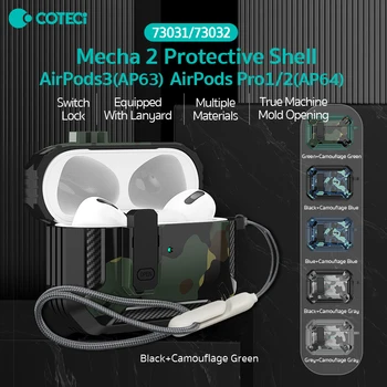 COTECI Camo Mecha A Airpods Profi 1/2 Airpods 3 Alma Airpods Vezeték nélküli Bluetooth Fejhallgató Tartozékok Fülhallgató Védelem