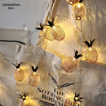 Retro Stílusú Arany ananász string fények 10/20 LED-es elemes Újdonság Tündér Fények Hálószoba Esküvő, Születésnapi Party