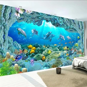 Wellyu Egyéni háttérkép, 3D sztereó falfestmények víz alatti világ Hawaii beach falfestmény, nappali, hálószoba, TV háttér fali dekoráció